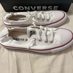 Brand new never worn Converse White Canvas Sneakers with Red Trim